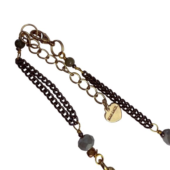 Nakamol Multilayered Beaded Necklace Semi-Precious Stones Gold Accents Tassels - Picture 7 of 9